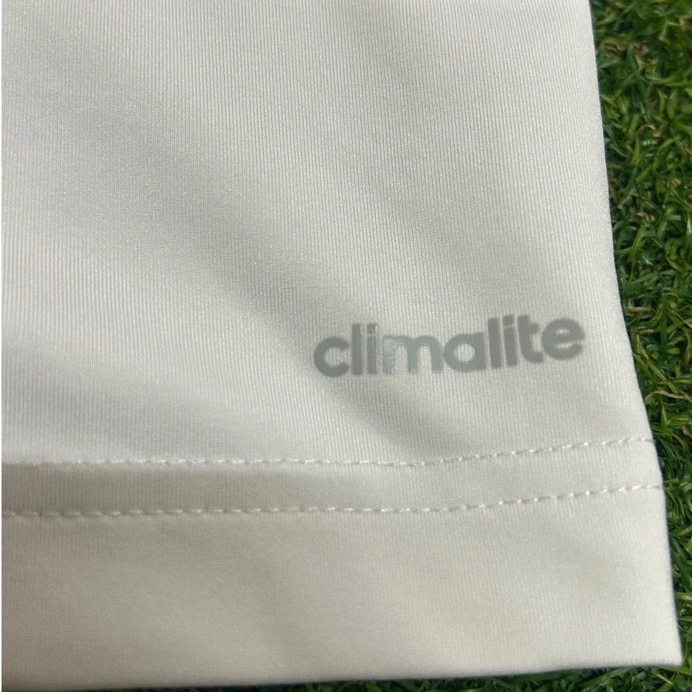 Adidas Climalite Mens XL White Black 3-Stripe Short Sleeve Athletic T-Shirt